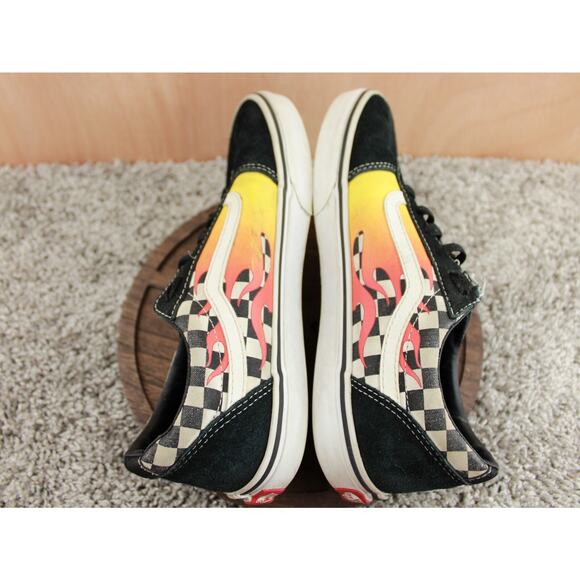 Vans Old Skool Flame Checkered Shoes Youth 7 Black Suede Skate - Picture 6 of 10